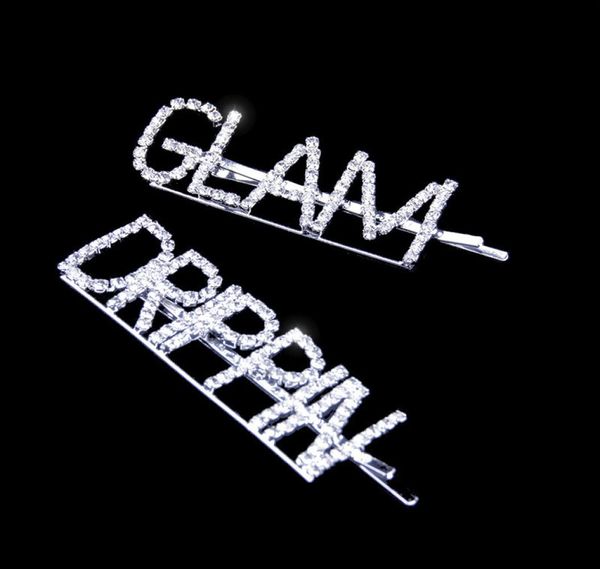 1pc new sparkling diamond letter hairpin rhinestone bangs clip sweet hairdressing hairpin elegant girl word clip2066884